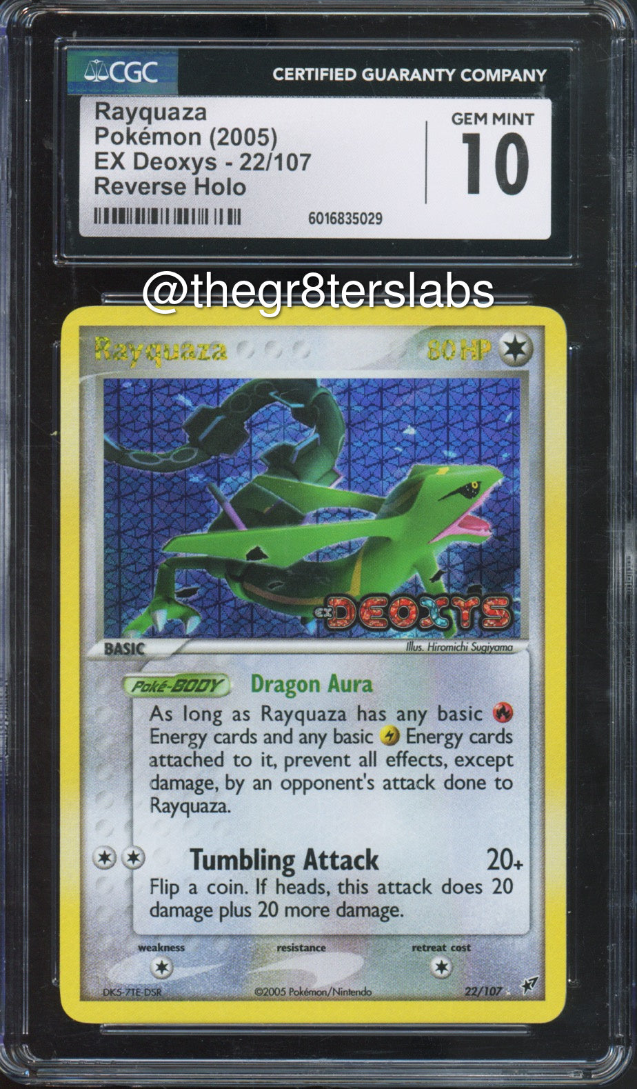 Rayquaza (Reverse Holo) - 2005 Pokemon EX Deoxys - #22/107 - CGC10 - front
