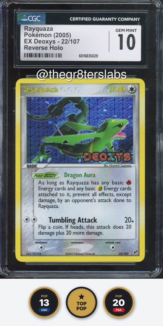 Rayquaza (Reverse Holo) - 2005 Pokemon EX Deoxys - #22/107 - CGC10