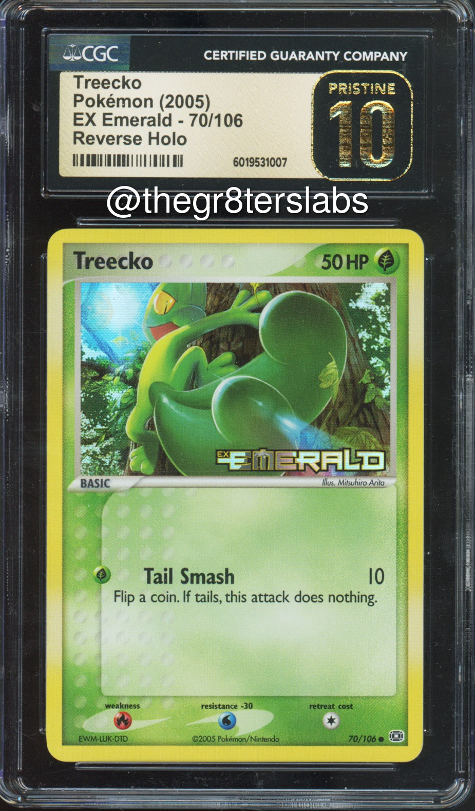 Treecko (Reverse Holo) - 2005 Pokemon EX Emerald - #70/106 - CGCP10 - front