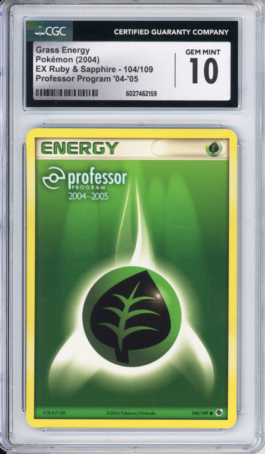 Grass Energy - 2004 EX Ruby & Sapphire - Professor Program '04-'05 - #104/109 - CGC10
