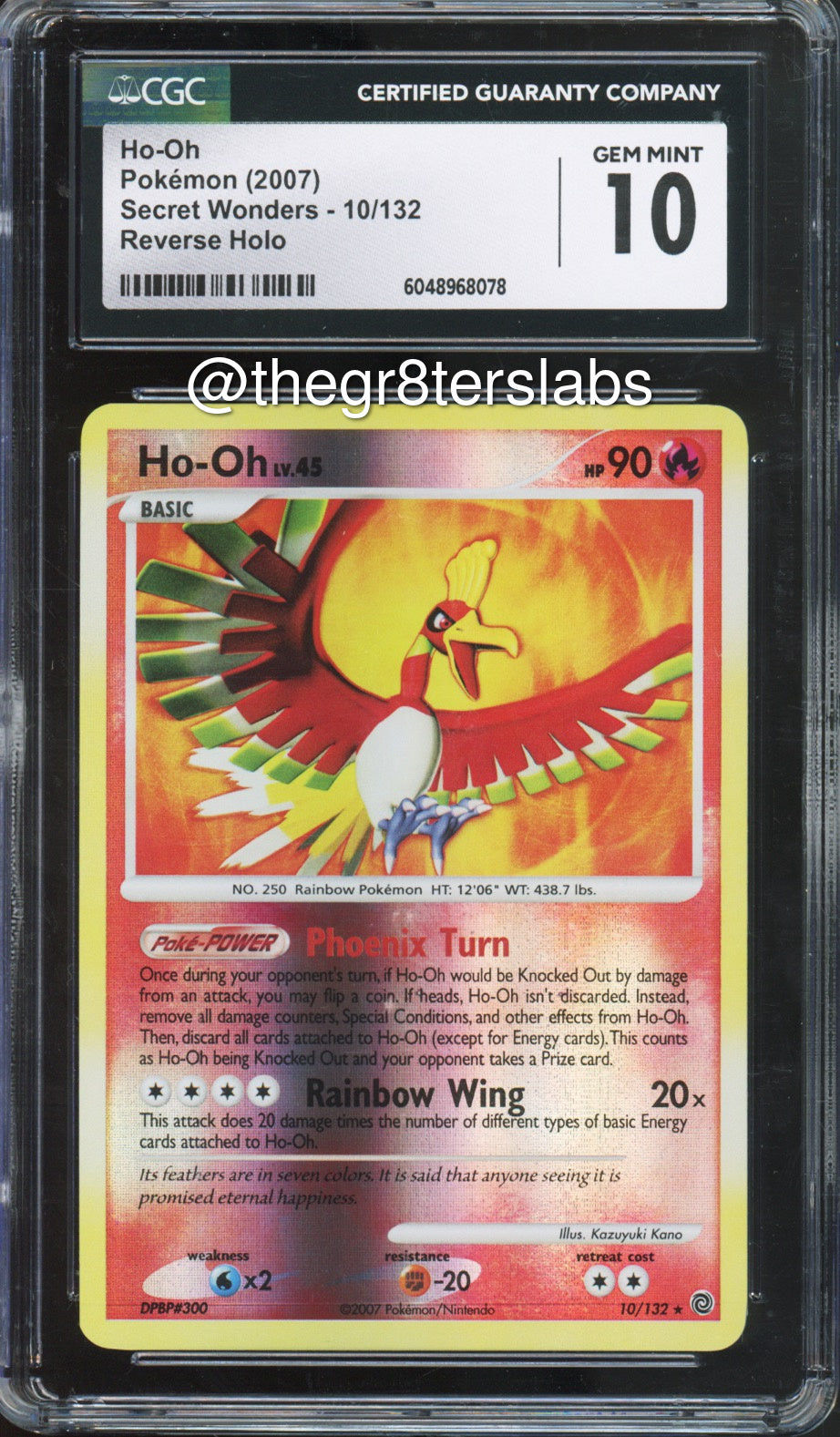 Ho-Oh (Reverse Holo) - 2007 Pokemon Secret Wonders - #10/132 - CGC10 - front