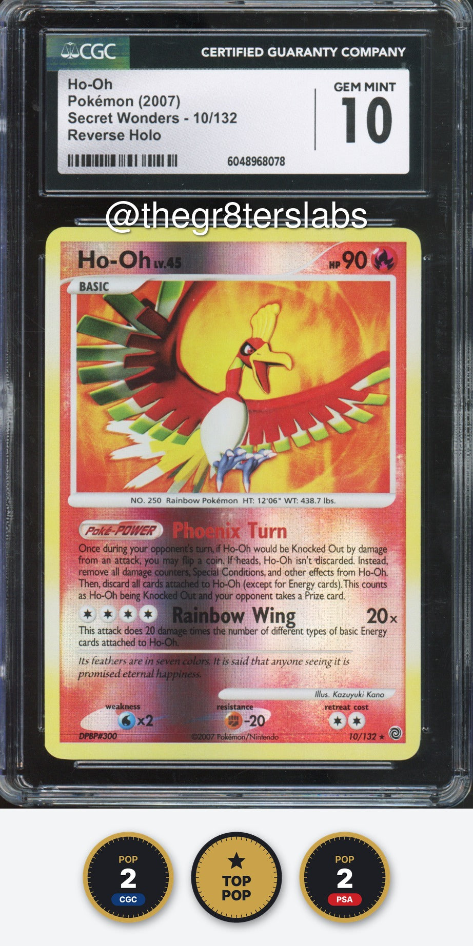 Ho-Oh (Reverse Holo) - 2007 Pokemon Secret Wonders - #10/132 - CGC10