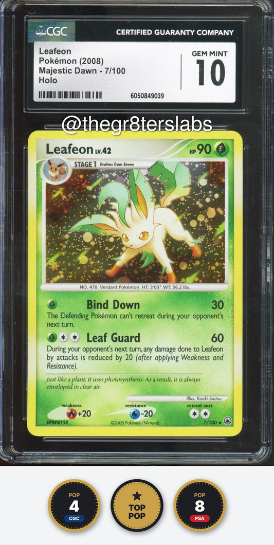 Leafeon (Holo) - 2008 Pokemon Majestic Dawn - #7/100 - CGC10