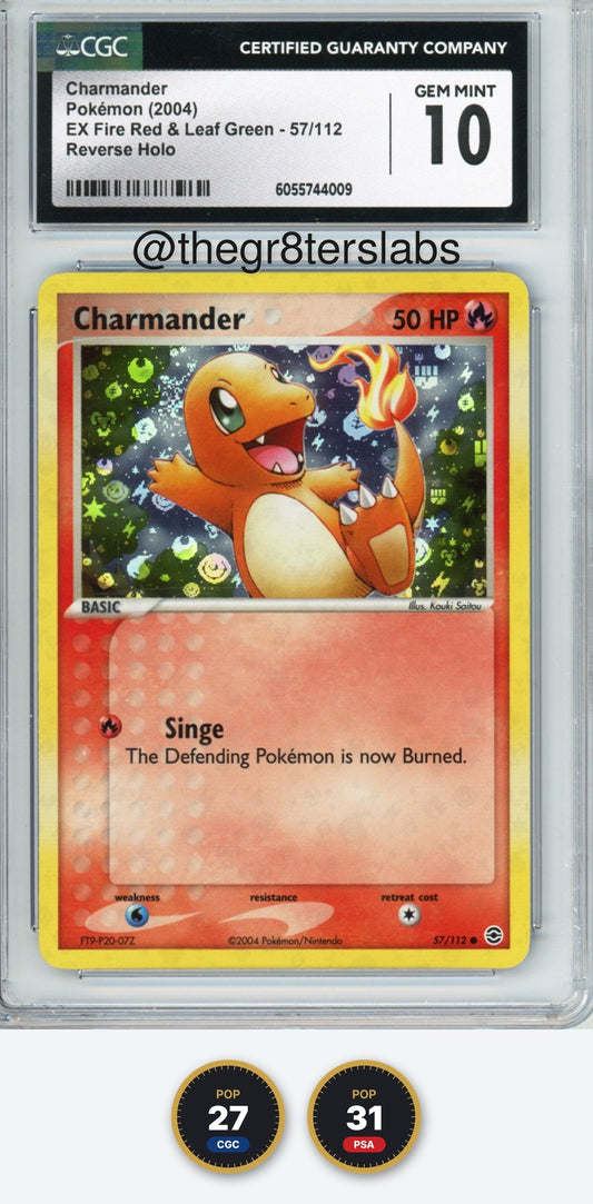 Charmander (Reverse Holo) - 2004 Pokemon EX Fire Red & Leaf Green - #57/112 - CGC10