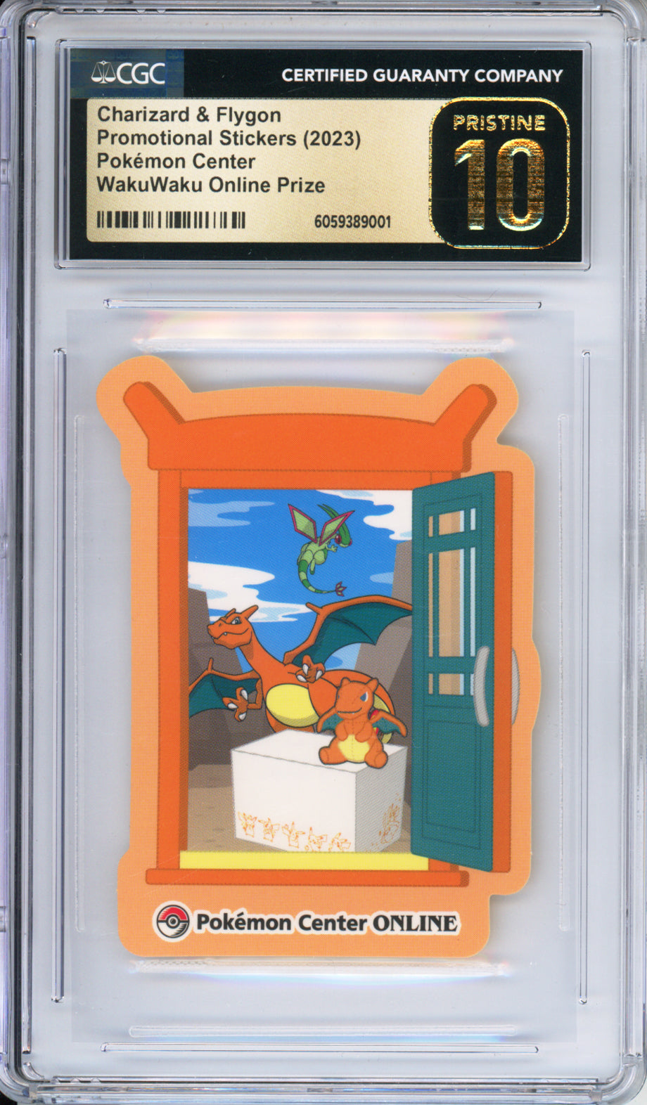 Charizard & Flygon - 2023 Pokemon Promotional Stickers - Pokemon Center - WakuWaku Online Prize - Japanese - CGCP10