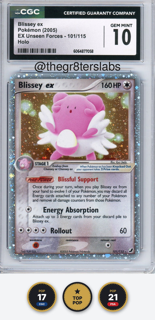 Blissey ex (Holo) - 2005 Pokemon EX Unseen Forces - #101/115 - CGC10