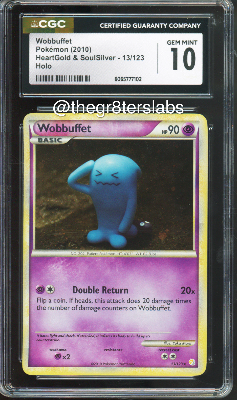 Wobbuffet (Holo) - 2010 Pokemon HeartGold & SoulSilver - #13/123 - CGC10 - front