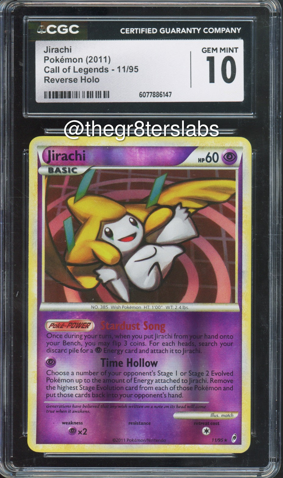 Jirachi (Reverse Holo) - 2011 Pokemon Call of Legends - #11/95 - CGC10 - front