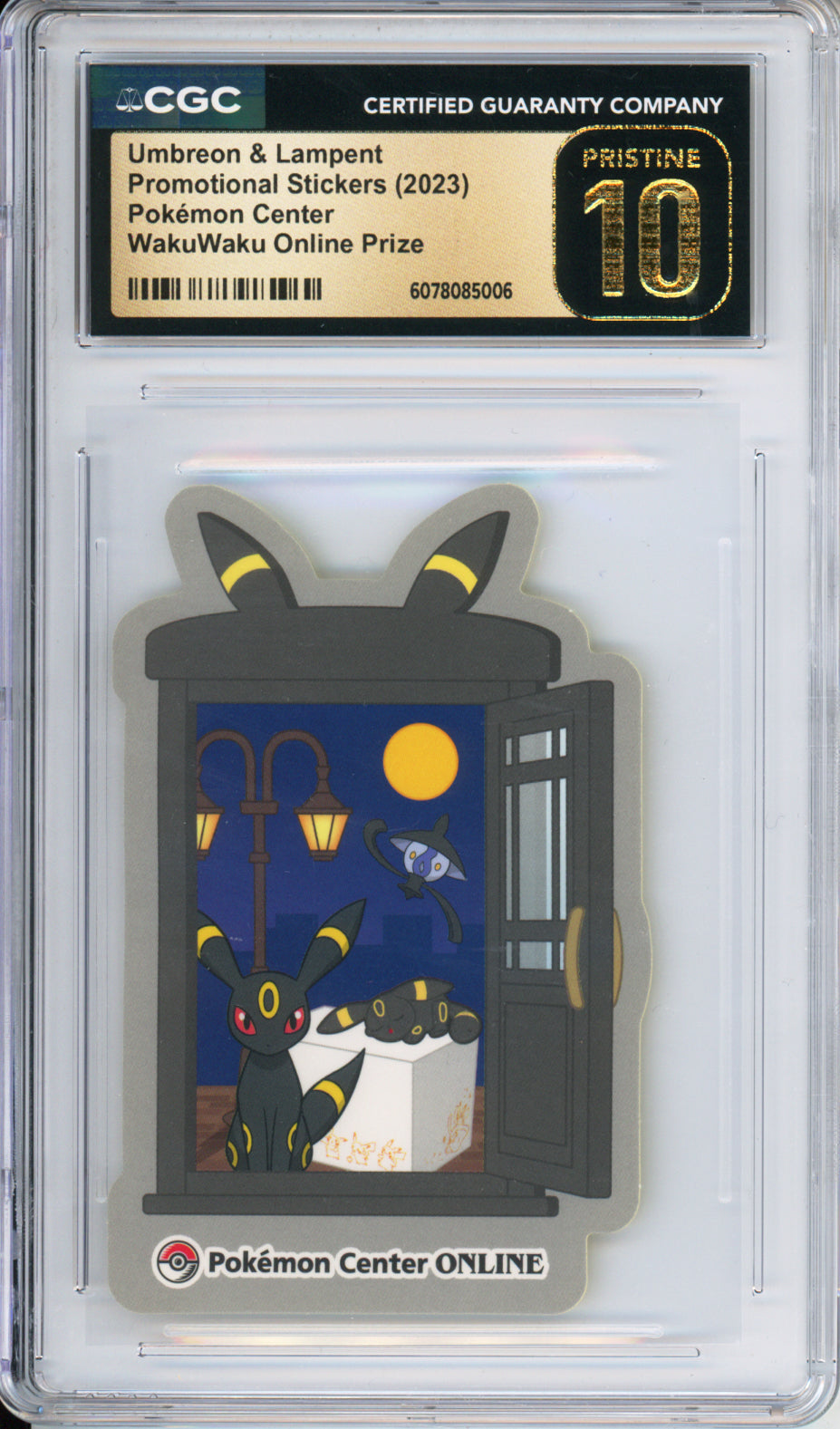 Umbreon & Lampent - 2023 Pokemon Center Promotional Stickers - WakuWaku Online Prize - Japanese - CGCP10