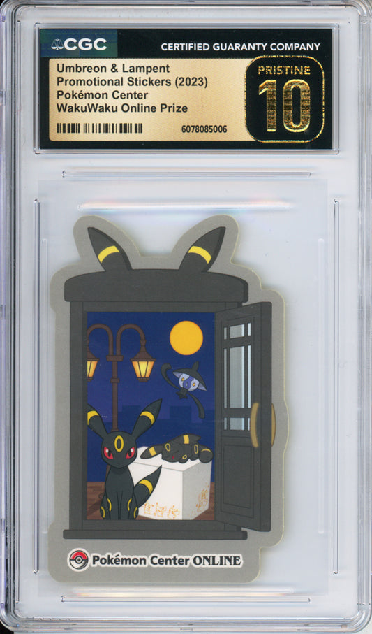 Umbreon & Lampent - 2023 Pokemon Center Promotional Stickers - WakuWaku Online Prize - Japanese - CGCP10