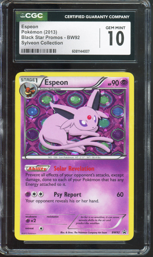 Espeon (Holo) - 2013 Pokemon Black Star Promos - Sylveon Collection - #BW92 - CGC10