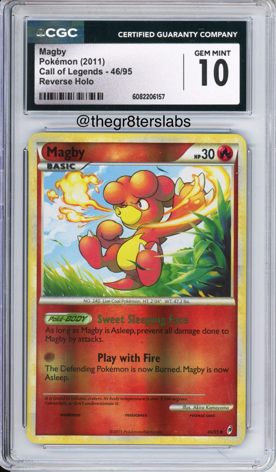 Magby (Reverse Holo) - 2011 Pokemon Call of Legends - #46/95 - CGC10 - front