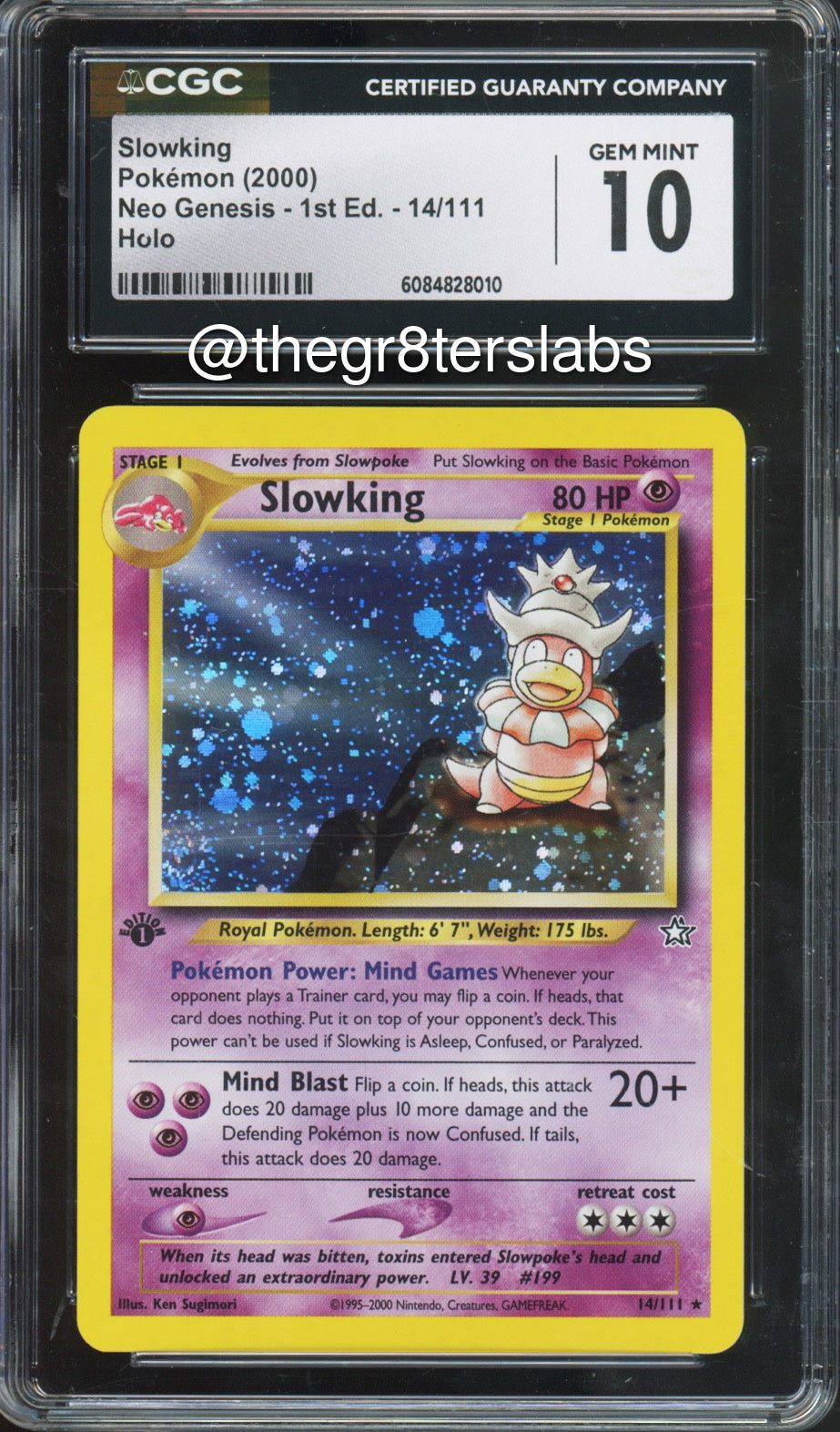 Slowking (Holo) - 2000 Pokemon Neo Genesis - 1st Edition - #14/111 - CGC10 - front
