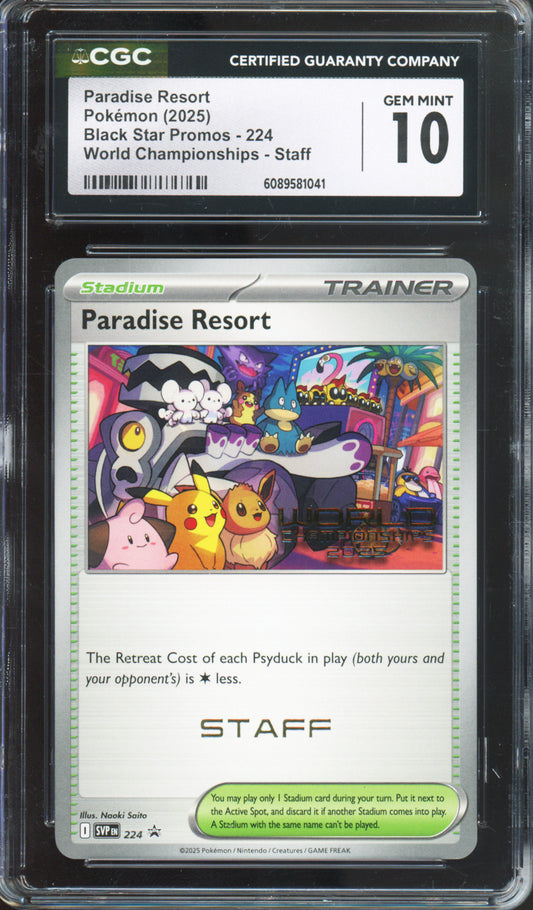 Paradise Resort (STAFF) - 2025 Pokemon Black Star Promos - World Championships 2025 - #224 - CGC10