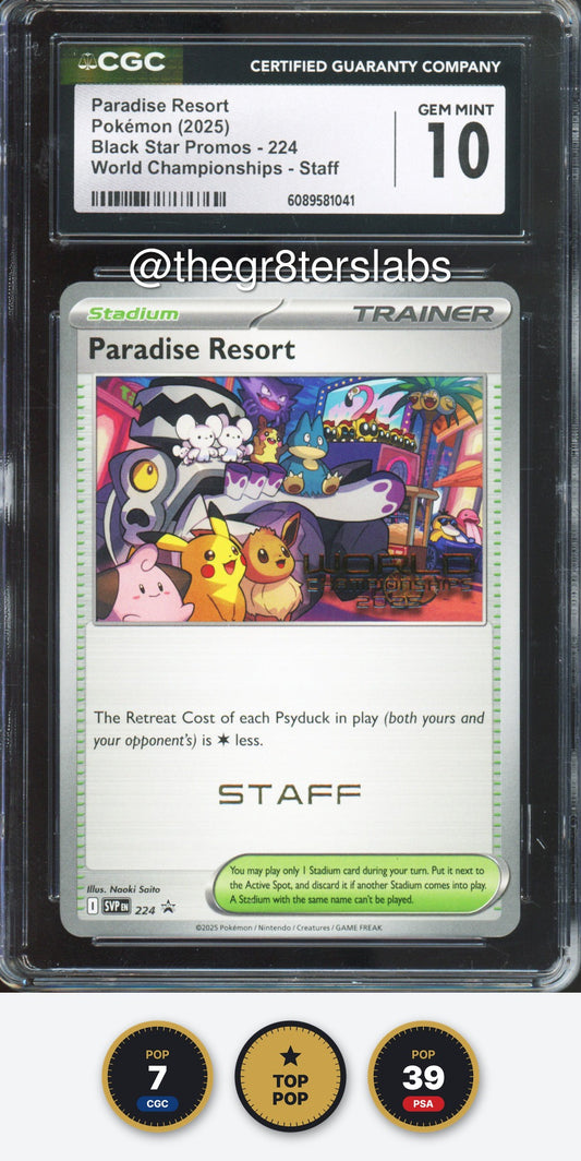 Paradise Resort (STAFF) - 2025 Pokemon Black Star Promos - World Championships 2025 - #224 - CGC10