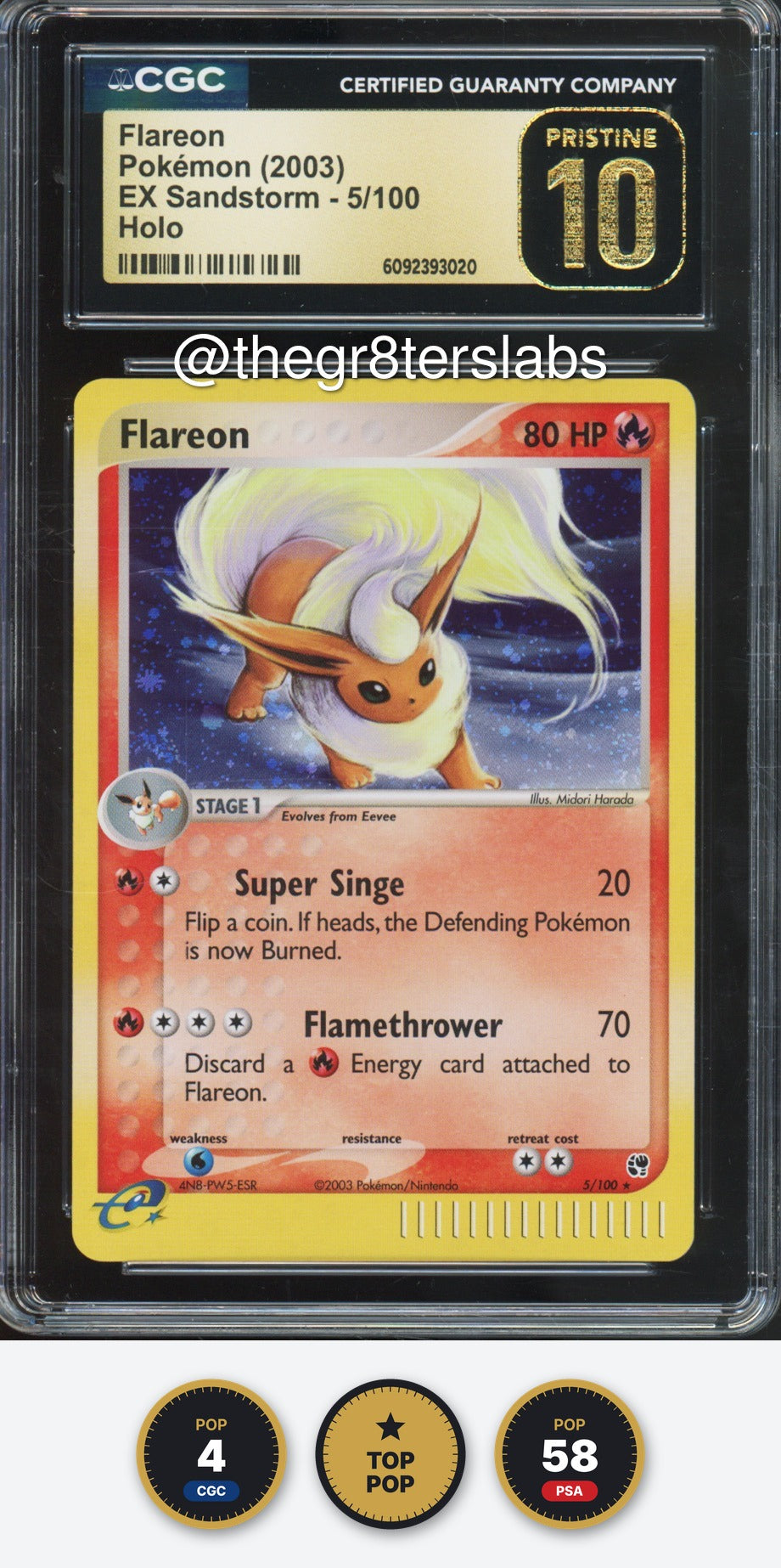 Flareon (Holo) - 2003 Pokemon EX Sandstorm - #5/100 - CGCP10