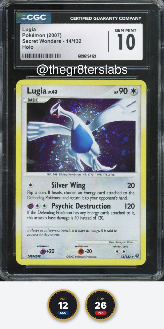 Lugia (Holo) - 2007 Pokemon Secret Wonders - #14/132 - CGC10