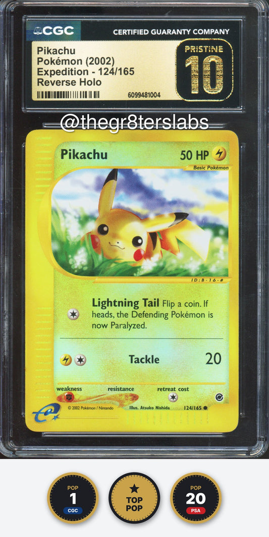 Pikachu (Reverse Holo) - 2002 Pokemon Expedition - #124/165 - CGCP10