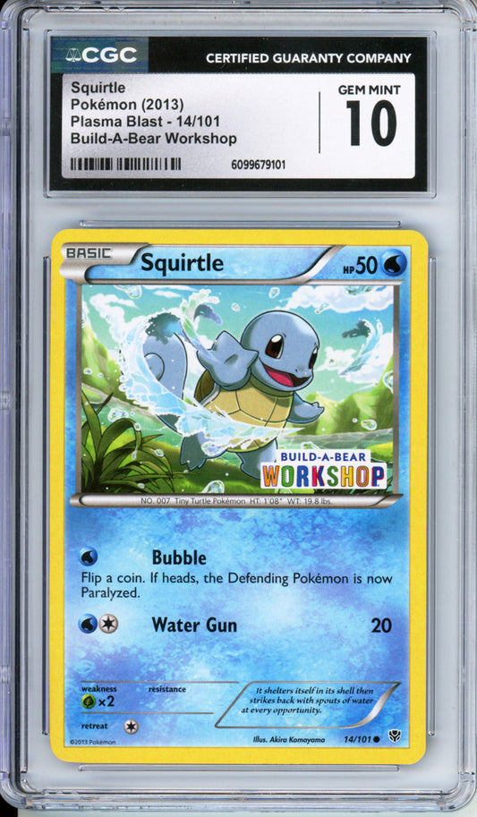 Squirtle - 2013 Pokemon Plasma Blast Promo - Build-A-Bear Workshop - #14/101 - CGC10