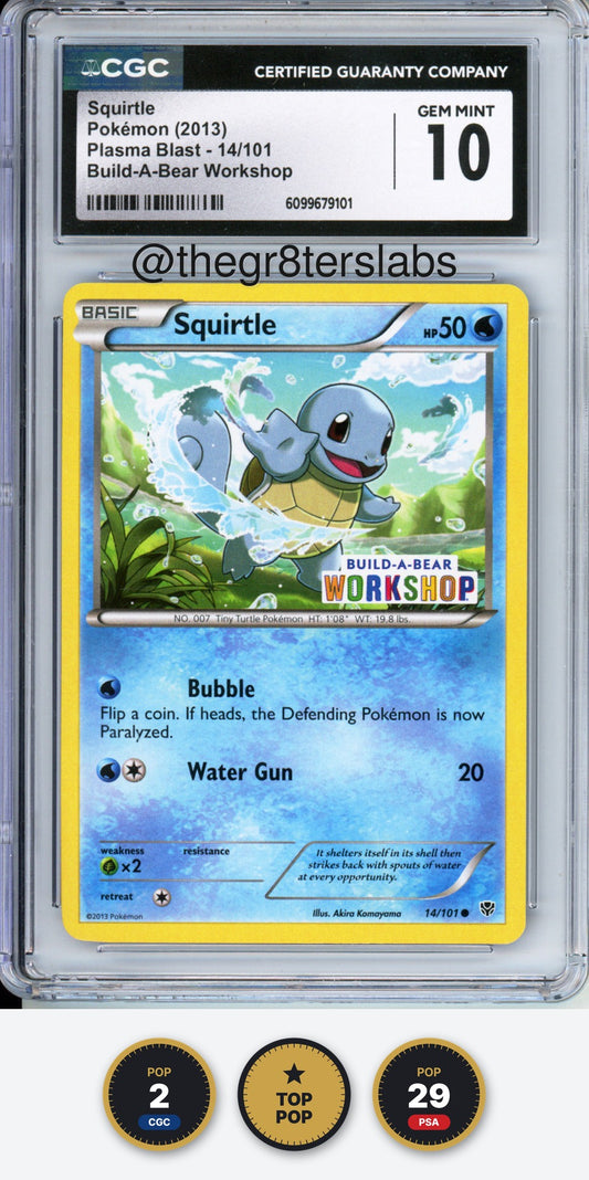 Squirtle - 2013 Pokemon Plasma Blast Promo - Build-A-Bear Workshop - #14/101 - CGC10