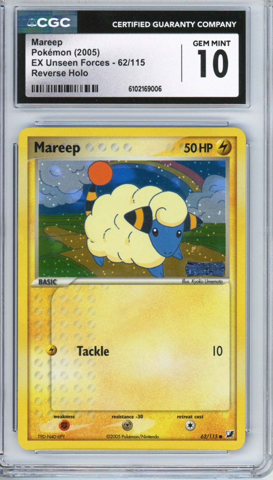 2005 Pokemon EX Unseen Forces Reverse Holo Mareep #62 CGC 10 GEM MINT - front