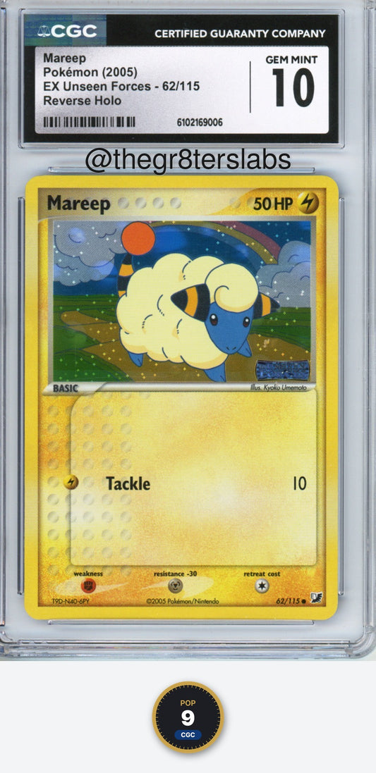 Mareep (Reverse Holo) - 2005 Pokemon EX Unseen Forces - #62/115 - CGC10