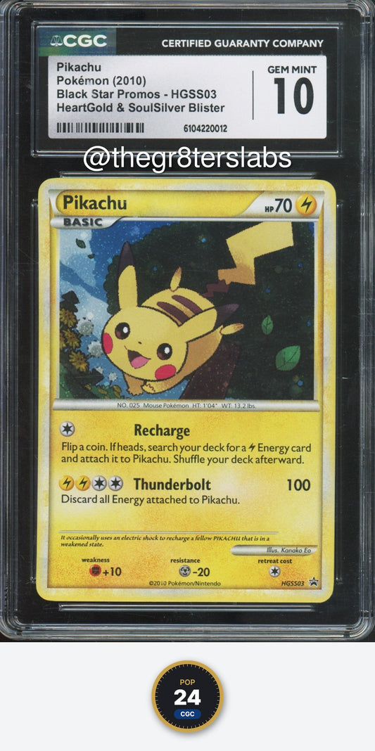Pikachu - 2010 Pokemon Black Star Promos - HeartGold & SoulSilver Blister - #HGSS03 - CGC10