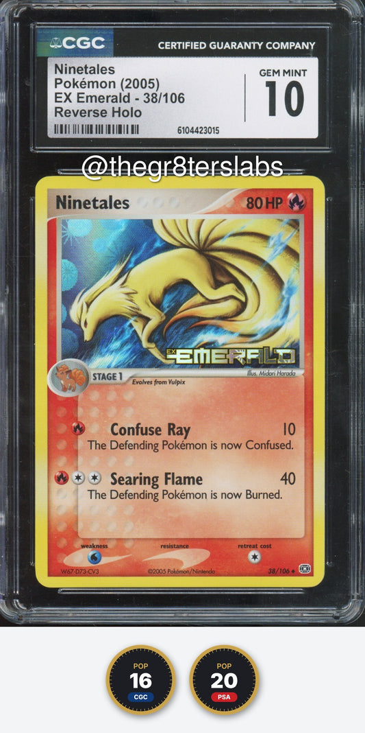 Ninetales (Reverse Holo) - 2005 Pokemon EX Emerald - #38/106 - CGC10