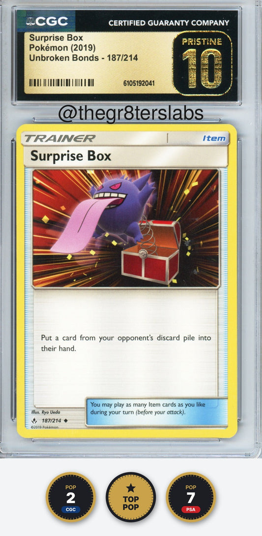 Surprise Box - 2019 Pokemon Unbroken Bonds - #187/214 - CGCP10