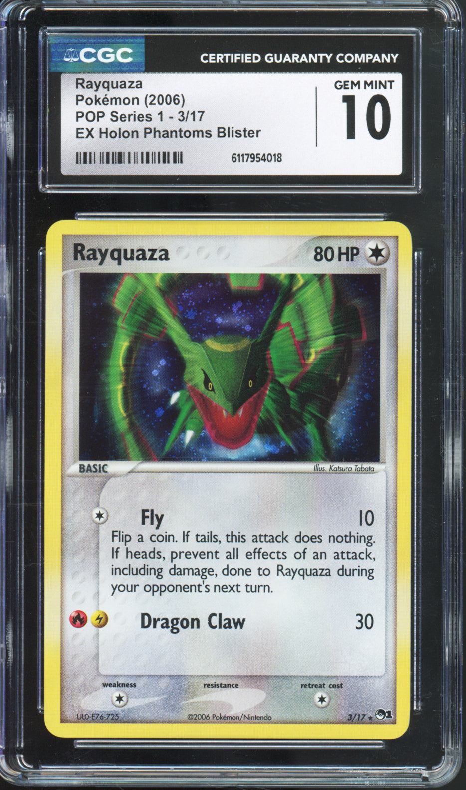 Rayquaza (Holo) - 2006 Pokemon POP Series 1 - EX Holon Phantoms Blister - #3/17 - CGC10