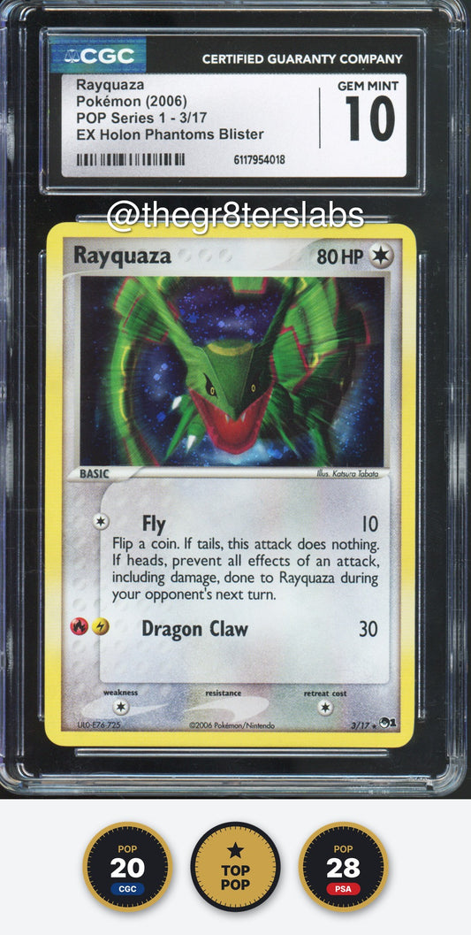 Rayquaza (Holo) - 2006 Pokemon POP Series 1 - EX Holon Phantoms Blister - #3/17 - CGC10