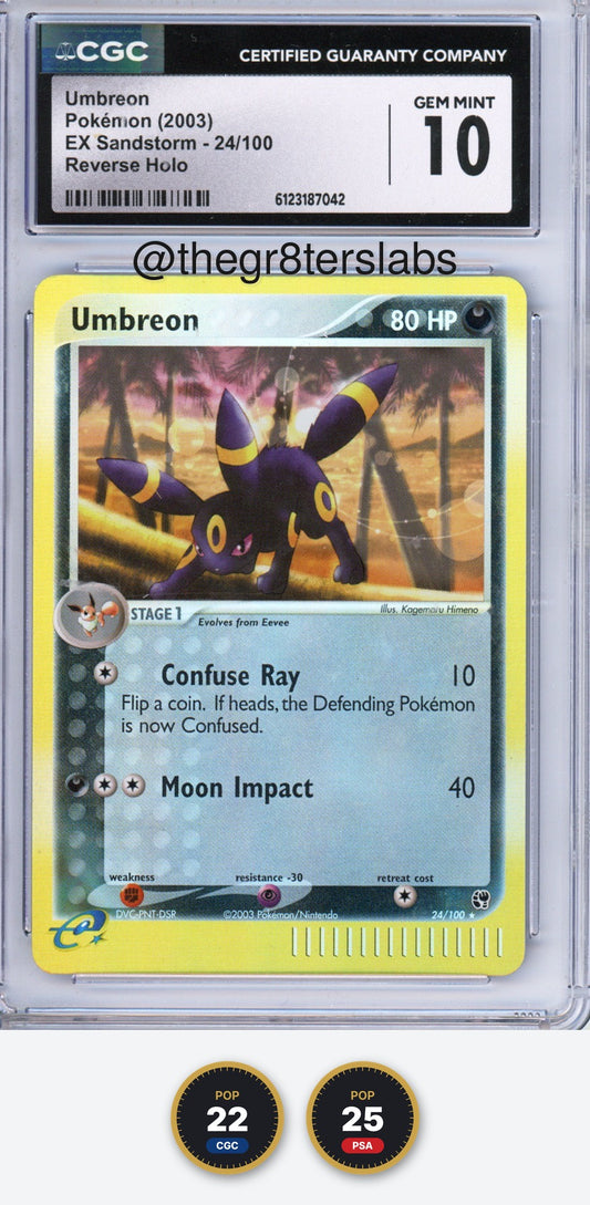 Umbreon (Reverse Holo) - 2003 Pokemon EX Sandstorm - #24/100 - CGC10