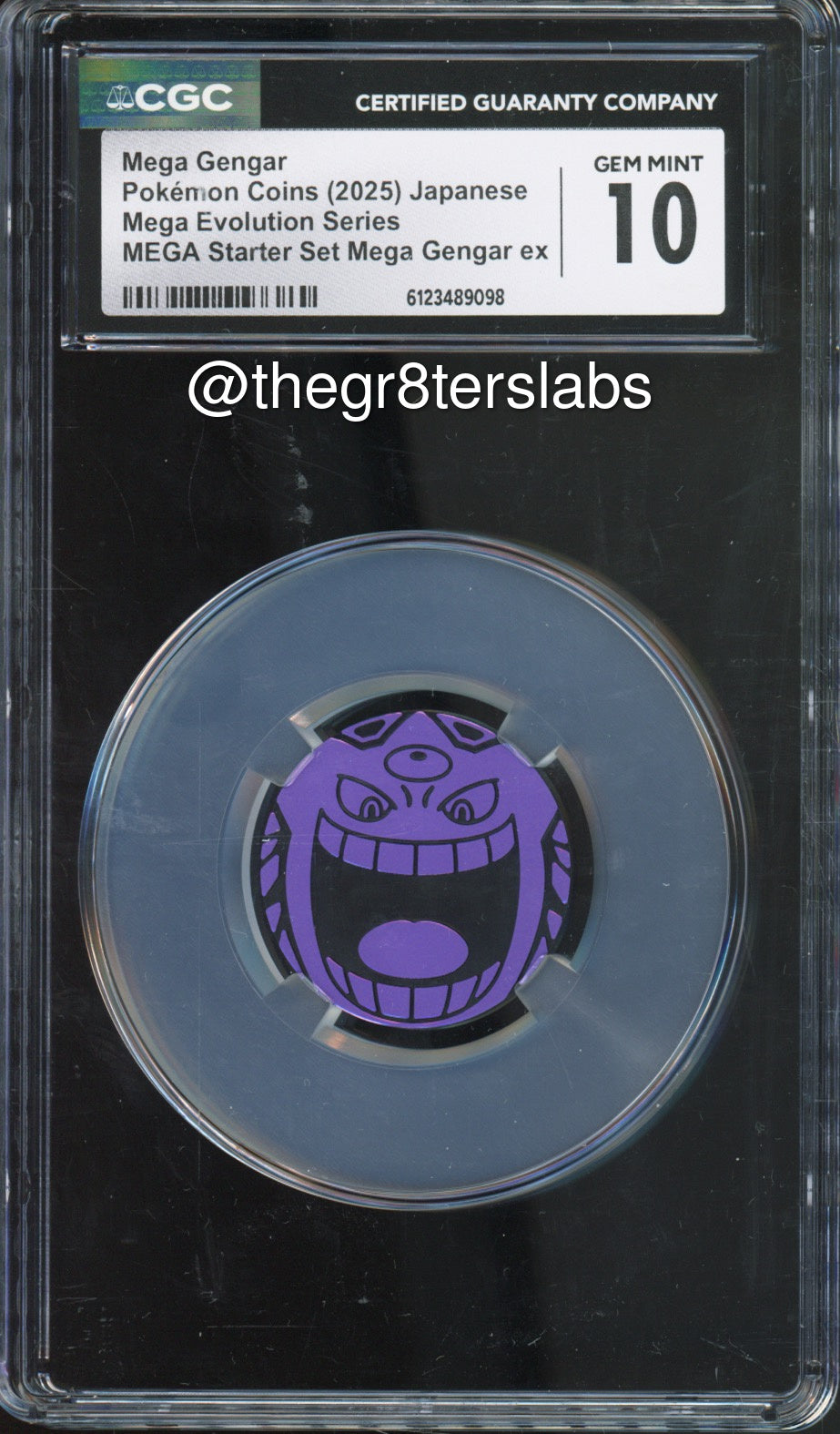 Mega Gengar - 2025 Pokemon Coins - Mega Evolution Starter Set - Japanese - CGC10 - front