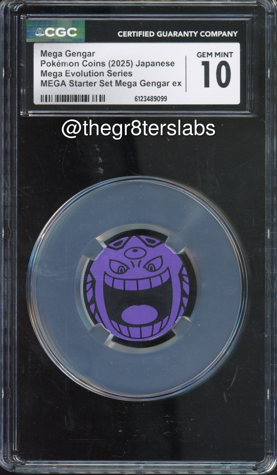 Mega Gengar - 2025 Pokemon Coins - Mega Evolution Starter Set - Japanese - CGC10 - front