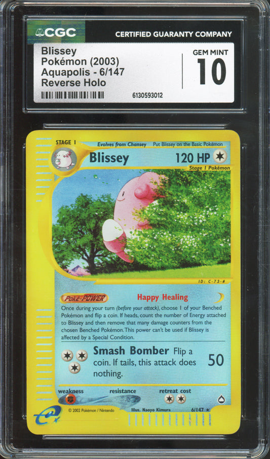 Blissey (Reverse Holo) - 2003 Pokemon Aquapolis - #6/147 - CGC10