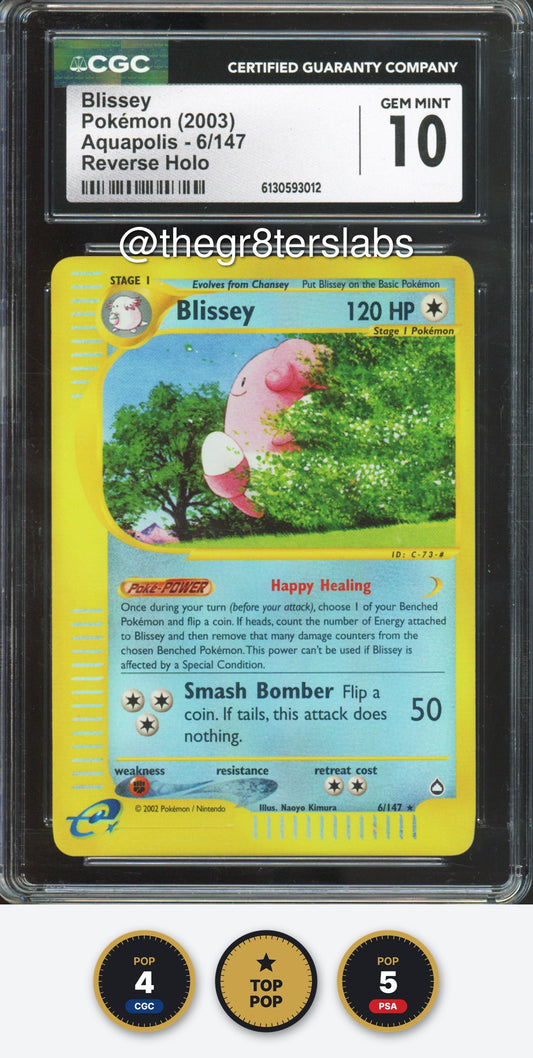Blissey (Reverse Holo) - 2003 Pokemon Aquapolis - #6/147 - CGC10