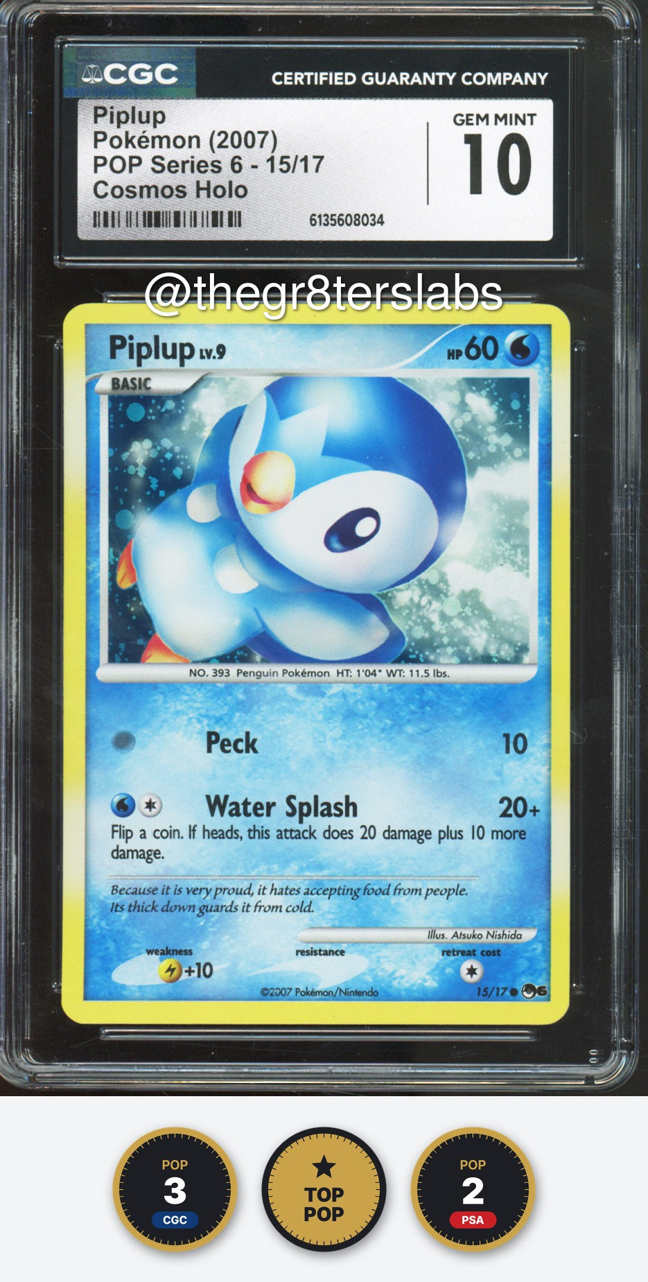 Piplup (Cosmos Holo) - 2007 Pokemon POP Series 6 - #15/17 - CGC10