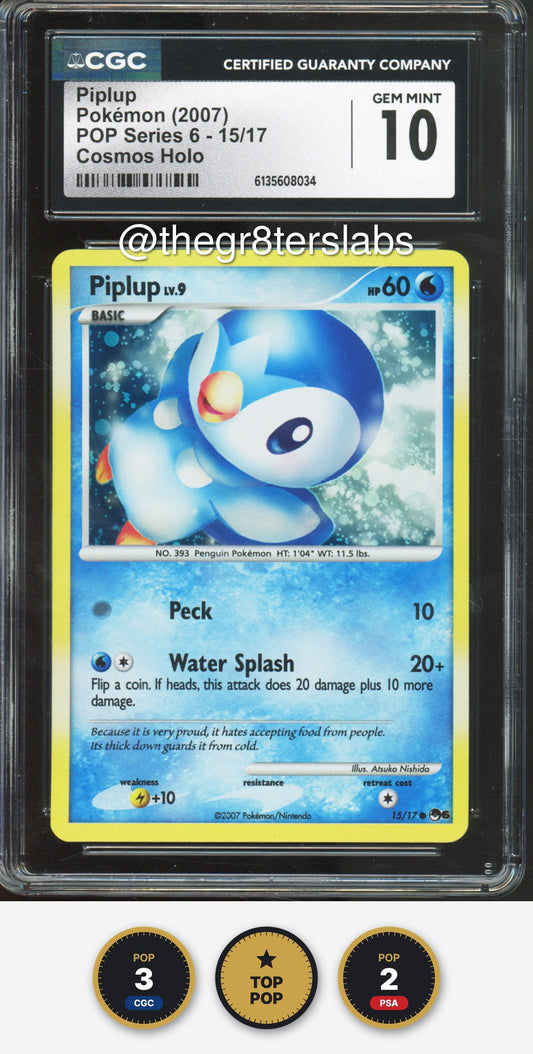 Piplup (Cosmos Holo) - 2007 Pokemon POP Series 6 - #15/17 - CGC10