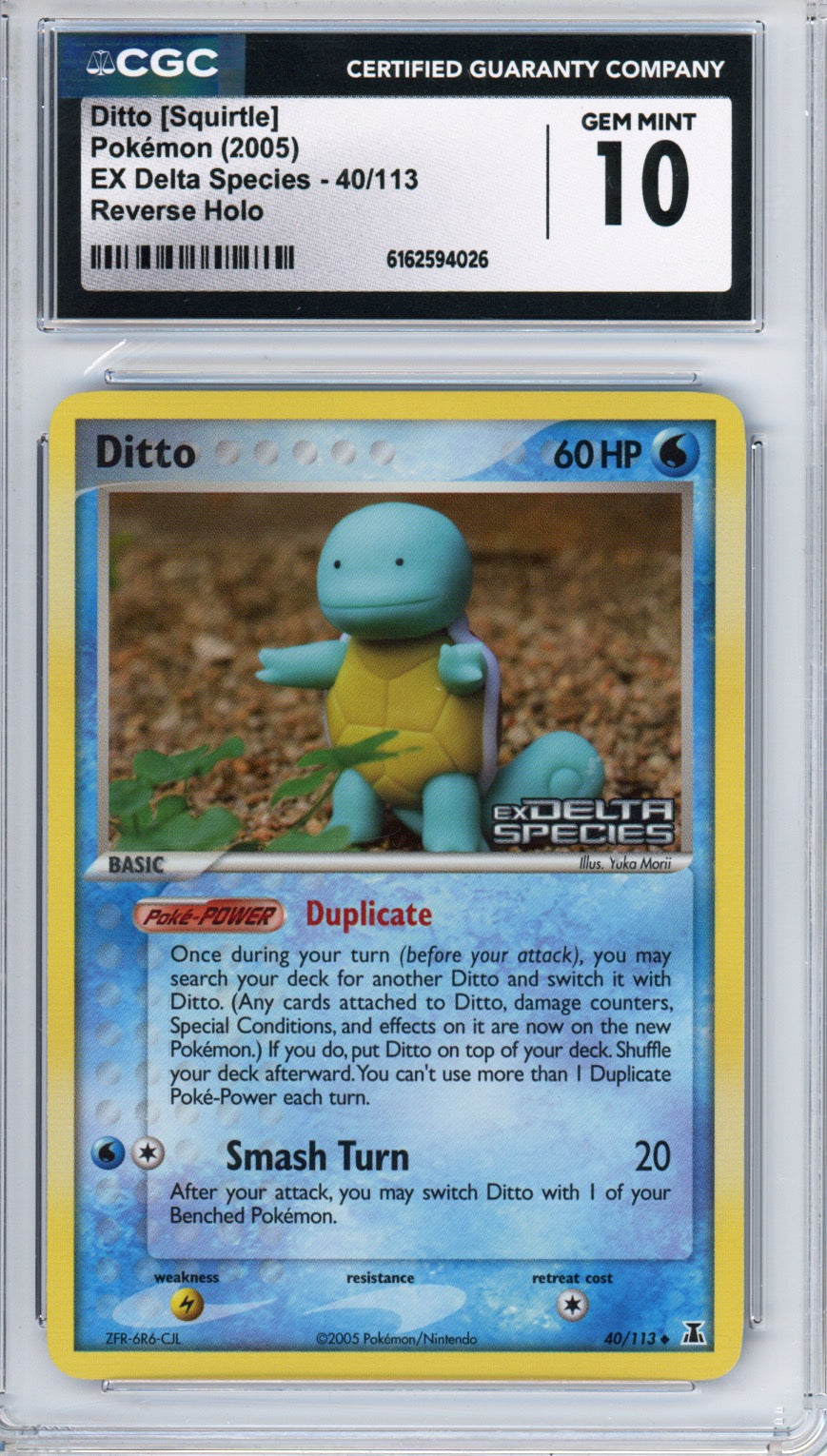 2005 Pokemon EX Delta Species Reverse Holo Ditto Squirtle #40 CGC 10 GEM MINT - front