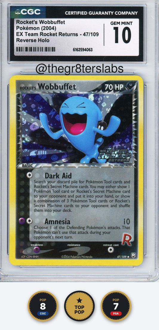 Rocket's Wobbuffet (Reverse Holo) - 2004 Pokemon EX Team Rocket Returns - #47/109 - CGC10