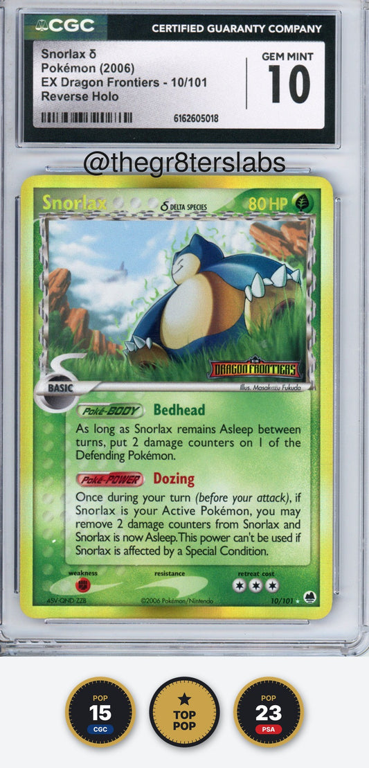Snorlax δ (Reverse Holo) - 2006 Pokemon EX Dragon Frontiers - #10/101 - CGC10
