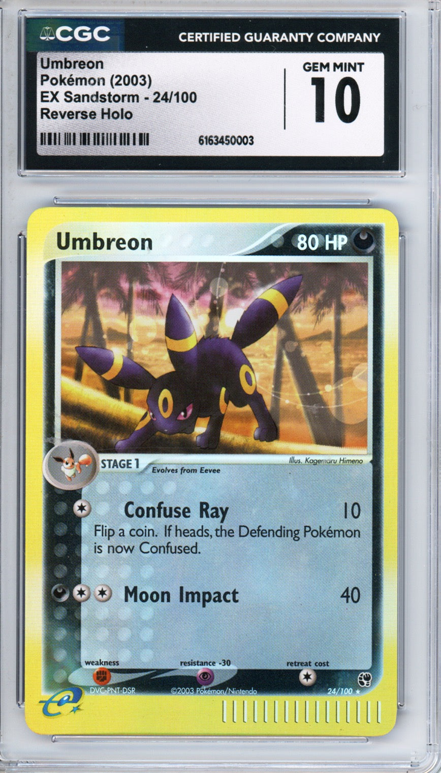 2003 Pokemon EX Sandstorm Reverse Holo Umbreon #24 CGC 10 GEM MINT - front