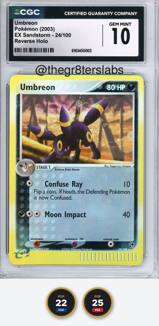Umbreon (Reverse Holo) - 2003 Pokemon EX Sandstorm - #24/100 - CGC10