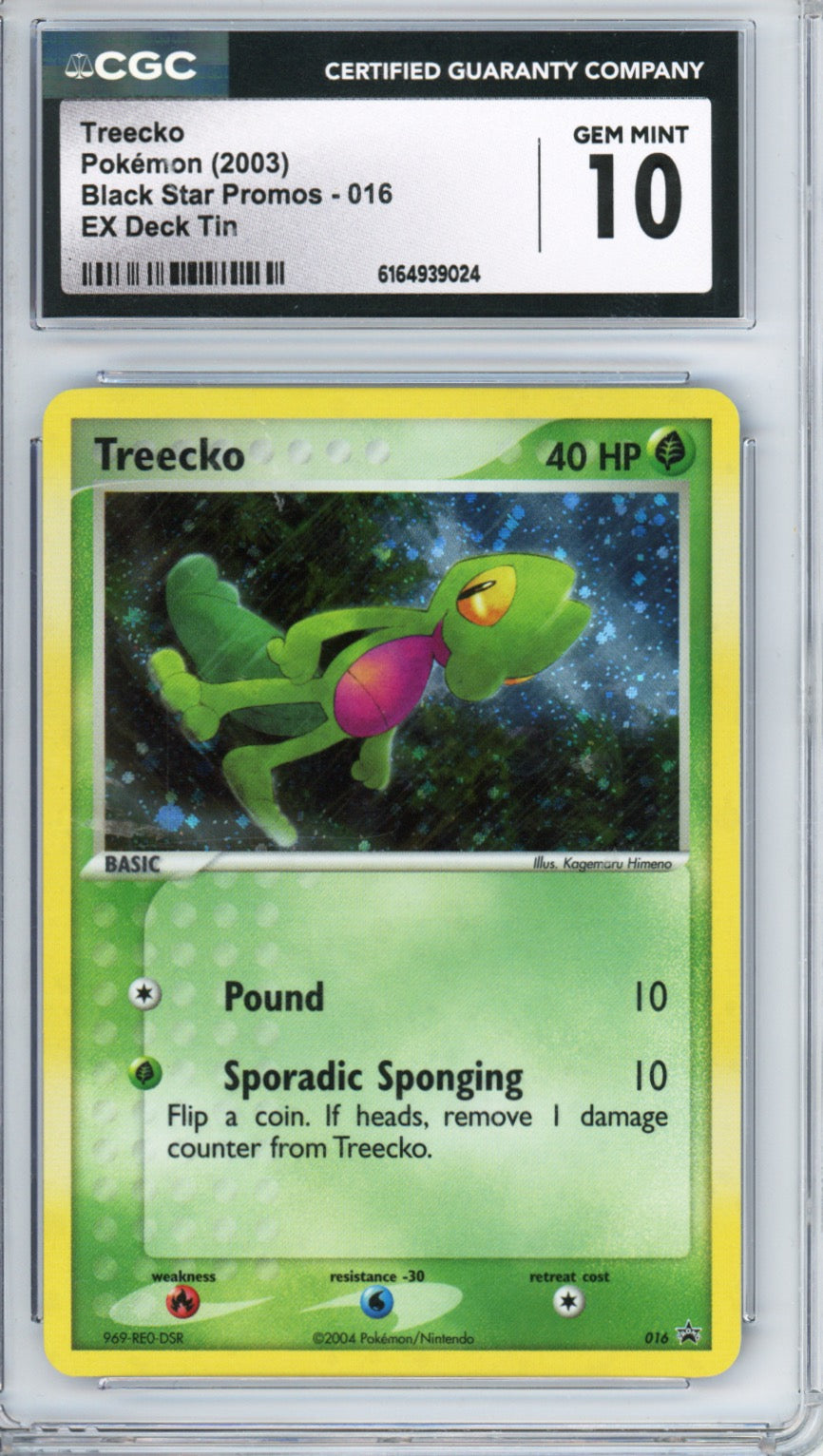 2003 Pokemon Black Star Promo EX Deck Tin Treecko #016 CGC 10 GEM MINT - front