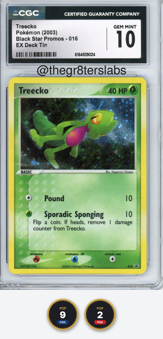 Treecko - 2003 Pokemon Black Star Promo - EX Deck Tin - #016 - CGC10