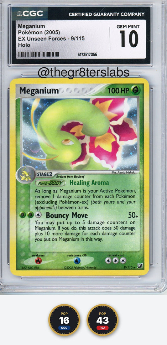 Meganium (Holo) - 2005 Pokemon EX Unseen Forces - #9/115 - CGC10
