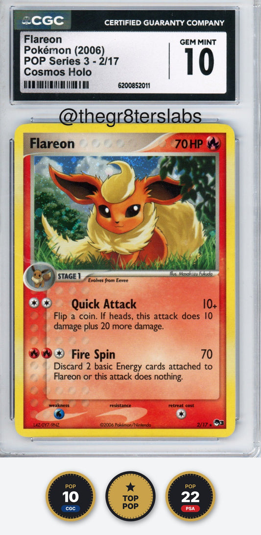 Flareon (Cosmos Holo) - 2006 Pokemon POP Series 3 - #2/17 - CGC10