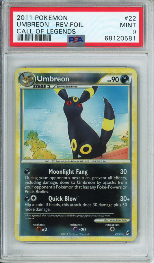Umbreon (Reverse Foil) - 2011 Call of Legends - #22/95 - PSA9