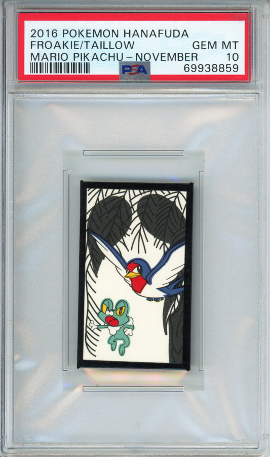 Froakie/Taillow - 2016 Pokemon Hanafuda - Mario Pikachu - November - PSA10
