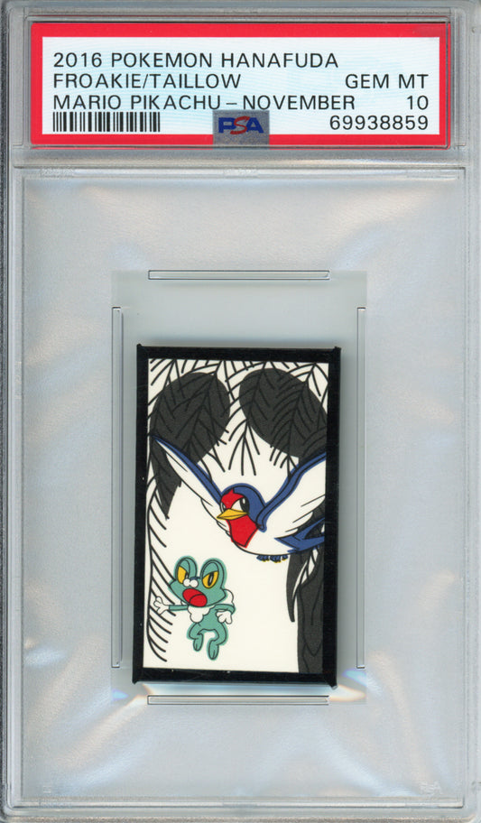 Froakie/Taillow - 2016 Pokemon Hanafuda - Mario Pikachu - November - PSA10